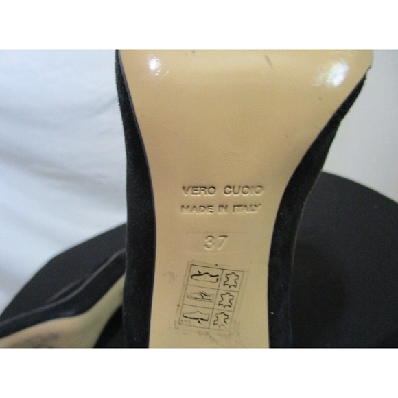 Max Monelli Italy Black Suede Mary Jane High Heels Women Sz 37 EU/6.5-7 US - Picture 9 of 11